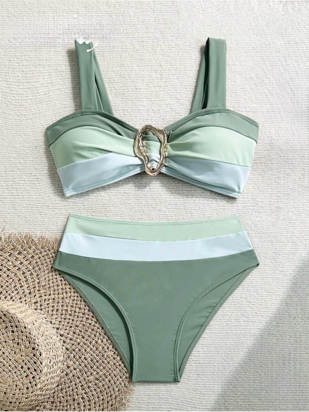 SHEIN Vcay Patchwork Color Block High Waist Bikini Swimsuit Set, NWT, Women’s M